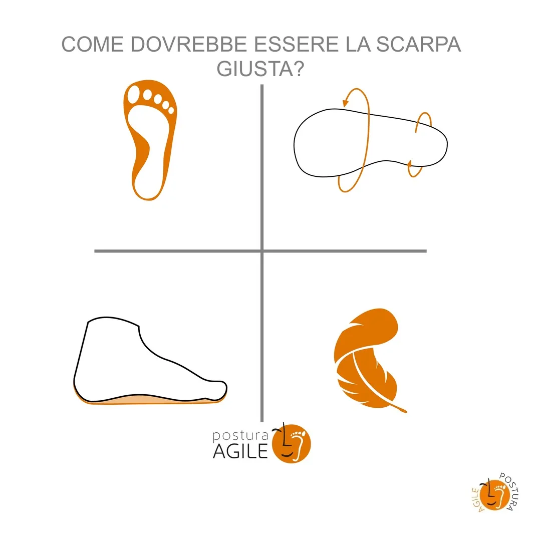 Come dovrebbe essere la scarpa giusta: spazio per le dita, suola flessibile, punta e tallone sullo stesso piano, leggera